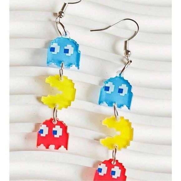 Video Game Themed Dangle Earrings - Picture 1 of 4